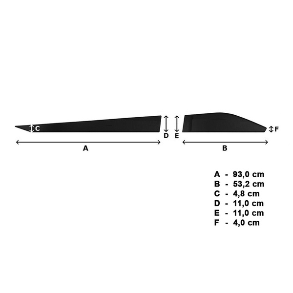 Fekete autó oldallécek Suzuki Across SUV (2020-....) - (hosszúsága: 930mm; 532mm)