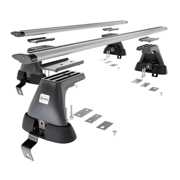 Alap tetőcsomagtartó, amely alkalmazható a: Volvo S60 Cross Country Szedán (2015-2019) - ezüst - rögzítő elemek nélkül - alumínium