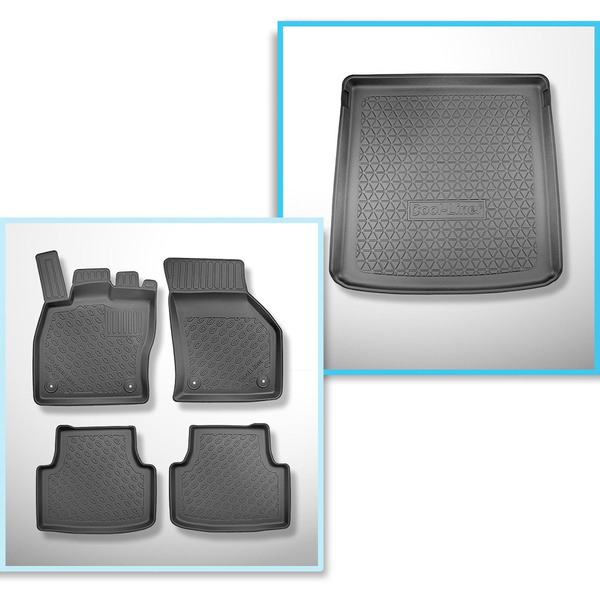 Csomagtérszőnyeg - és autószőnyegkészlet TPE: Volkswagen Golf VIII Variant (11.2020-....) - felső csomagtartó; mozgó padló legmagasabb pozícióban; nem alkalmas a mHEV verzió esetében