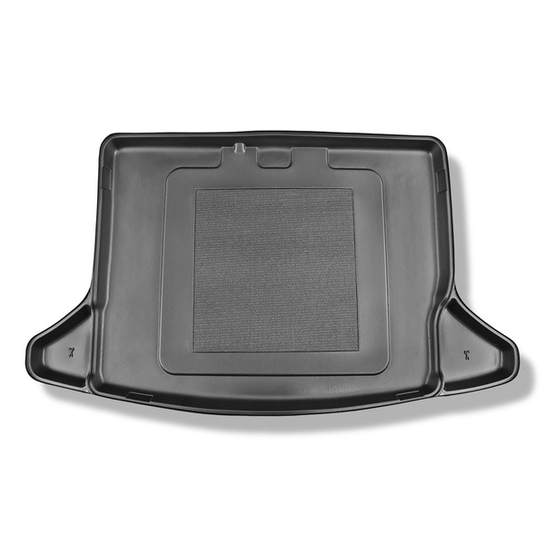 Méretre készült csomagtérszőnyegek: Kia Niro Crossover (08.2016-05.2022) - alsó csomagtartó (tároló nélkül); lewa i prawa wnęka usuwalna w modelach z bateriami i / lub subwoofer