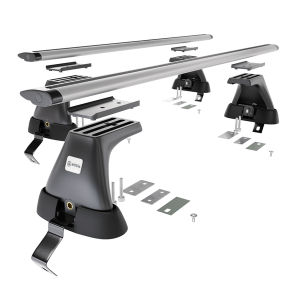 Alap tetőcsomagtartó, amely alkalmazható a: Skoda Octavia mk II Liftback (2009-2012) - ezüst - rögzítő elemek nélkül - alumínium