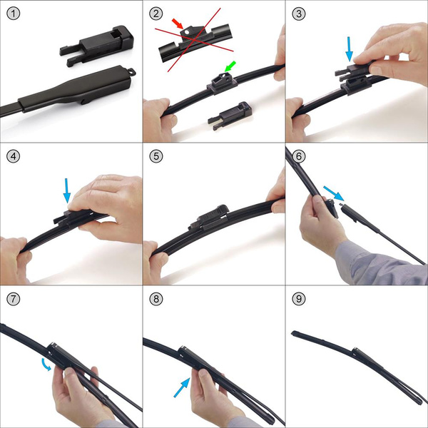 Autó ablaktörlők lapát szélvédőre a következő autótípushoz: Citroen C4 I Hatchback, Szedán (11.2004-09.2010) adapter fordított telepítése (utas oldalán) - Lapos ablaktörlő lapát