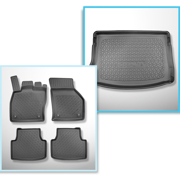 Csomagtérszőnyeg - és autószőnyegkészlet TPE: Seat Leon IV KL Hatchback (03.2020-....) - felső csomagtartó; mozgó padló legmagasabb pozícióban; nem alkalmas a mHEV verzió esetében