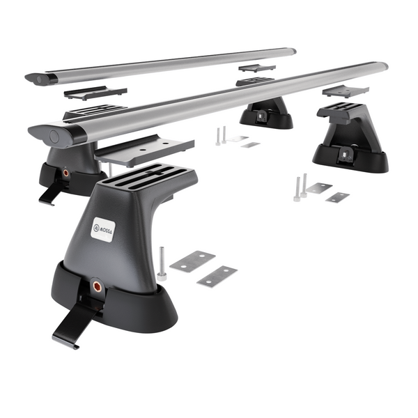 Alap tetőcsomagtartó, amely alkalmazható a: Toyota RAV4 mk II SUV (2000-2005) - ezüst - rögzítő pontok - alumínium