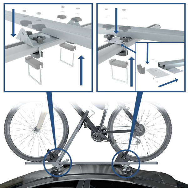 Kerékpártartó gépjármű tetőre, Kulccsal zárható kerékpártartó gépjármű tetőre alumíniumléccel - 3xM-17