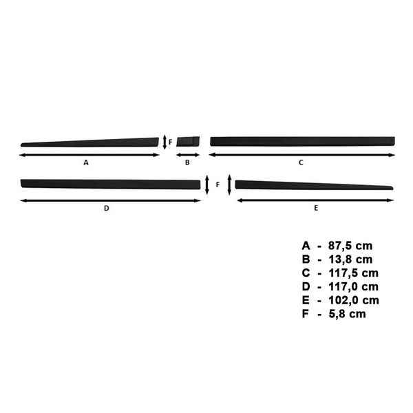 Fekete autó oldallécek Mercedes-Benz Klasa V W447 Van (2014-....)