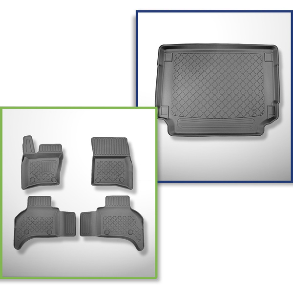 Csomagtérszőnyeg - és autószőnyegkészlet TPE: Land Rover Defender (L663) 110 SUV (01.2020-....) - 5 hely; nem a Plug-in Hibrid verzióhoz