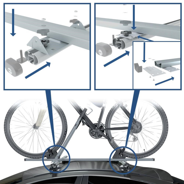 Kerékpártartó gépjármű tetőre, Kulccsal zárható kerékpártartó gépjármű tetőre alumíniumléccel - 4xM-17