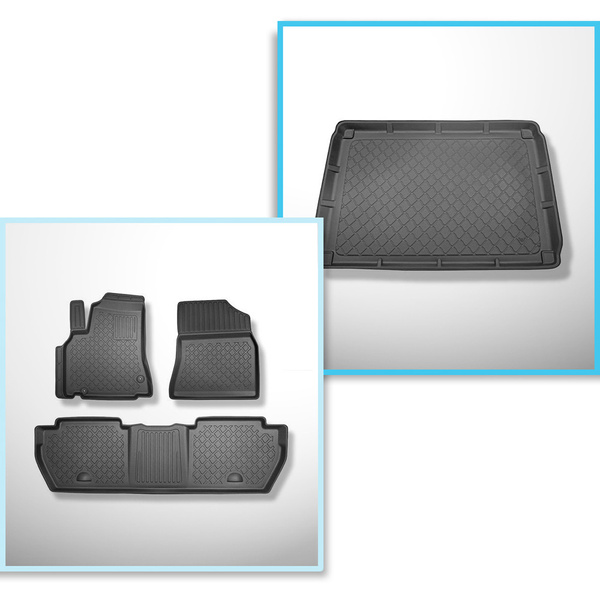 Csomagtérszőnyeg - és autószőnyegkészlet TPE: Citroen Berlingo II Van (2008-08.2018) - 5 hely; nem a cargo / kamion; harmadik sor nélkül; harmadik sor nélkül