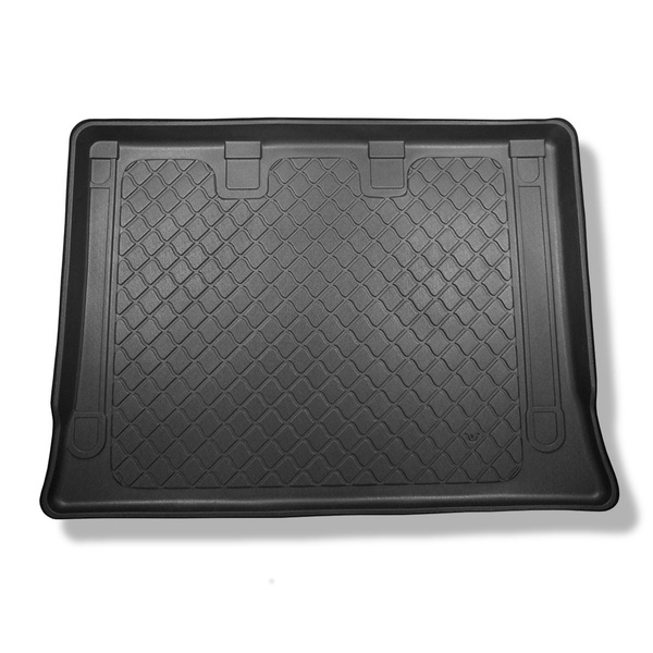 Méretre készült csomagtérszőnyegek: Mercedes-Benz EQV 300 Van (10.2020-....) - Extra Long verzió (tengelytáv 3430 mm, jármű hosszúsága 5370 mm); a harmadik sor ülés mögé; osztott csomagtér nélkül