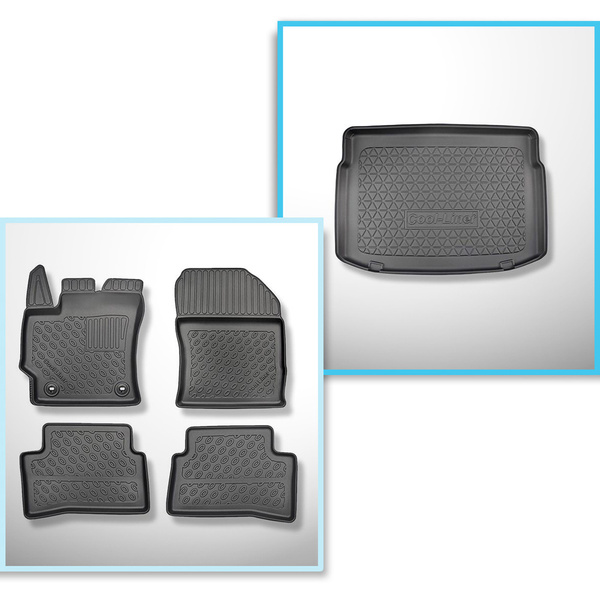 Csomagtérszőnyeg - és autószőnyegkészlet TPE: Toyota Corolla XII E210 Hatchback (02.2019-....) - felső csomagtartó; autókhoz dupla padlós csomagtartókkal; szintén hibridhez