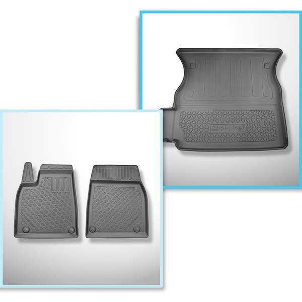 Csomagtérszőnyeg - és autószőnyegkészlet TPE: Tesla Model X SUV (01.2021-....) - 6/7 hely; a második sor ülés mögé (harmadik sor lenyitott)