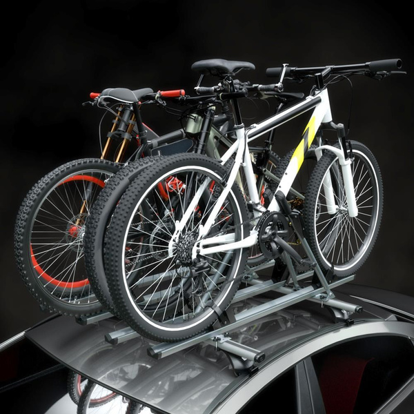 Kerékpártartó gépjármű tetőre, Kulccsal zárható kerékpártartó gépjármű tetőre alumíniumléccel - 4xM-17