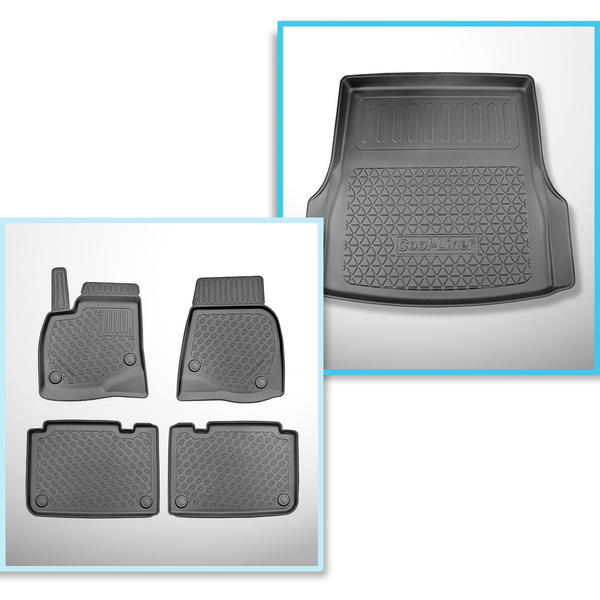 Csomagtérszőnyeg - és autószőnyegkészlet TPE: Tesla Model S Liftback (07.2012-03.2015) - hátsó csomagtartó; hátsó kerék meghajtás