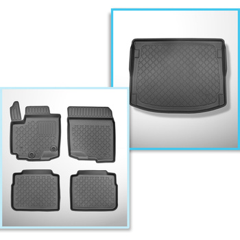 Csomagtérszőnyeg - és autószőnyegkészlet TPE: Suzuki SX4 S-Cross Hybrid Crossover (02.2020-10.2021) - a csomagtartó mozgó padlójának mindegyik szintjére